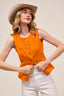 SO ME Slim Fit Button Front Game Day Color Denim Vest Top