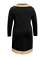 Plus Size Contrast Trim Drawstring Long Sleeve Mini Dress