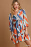 Umgee Abstract V-Neck Tiered Printed Dress