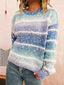 Gradient Striped Round Neck Sweater