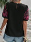 Embroidered Round Neck Short Sleeve Blouse
