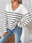 Striped V-Neck Long Sleeve Sweater