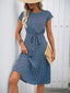 Perfee Printed Round Neck Short Sleeve Midi Dress