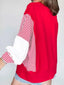 Striped Patchwork Sleeve Colorblock Sweatshirt