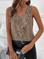 Leopard Print V-Neck Ruffle Tank Top