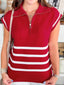 Striped Zip-Up Collar Sweater Vest