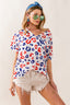 BiBi Leopard V-Neck Short Sleeve Blouse