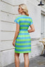 Tied Contrast Striped Short Sleeve Mini Tee Dress