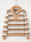 Stripe Zip Collar Patchwork Vintage Sweatshirt