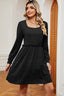 Frill Square Neck Long Sleeve Dress