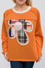 Flower Patch Plaid Round Neck Long Sleeve T-Shirt
