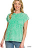 Zenana Halo Snow Washed Cuffed Short Sleeve Tee