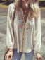 Floral Embroidered Textured Puff Sleeve Loose Shirt