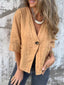 Full Size One Button V-Neck Shirt Plus Size