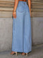 Button Decor High Rise Wide Leg Jeans