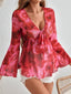Tie-Front Flare Sleeve Blouse