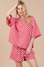 Ces Femme Checkered Round Neck Top and Shorts Set