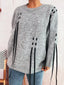 Round Neck Long Sleeve Sweater with Ribbon Details