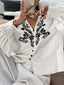 Embroidered Lantern Sleeve Blouse