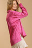 Umgee Full Size Animal Jacquard Print Button Up Long Sleeve Shirt Plus Size