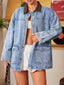 Vintage Wash Denim Jacket with Contrast Collar