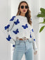 Distressed Butterfly Cropped Sweater