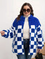 Checkered Fleece Oversized Zip Up Jacket