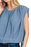 Zenana Woven Drawstring Tie Side Sleeveless Top