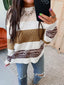Mixed Texture Knit Striped Color Block Loose Sweater