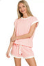 Zenana Stripe Contrast Trim Top & Shorts Set