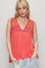 POL Lace Detail Frill Floral V-Neck Sleeveless Top