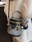 Bucket Crossbody Bag with Scarf Accent