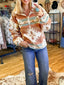 Quarter Zip Elastic Cuffs Aztec Sweatshirt