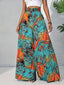 Tropical Print Wide Leg Pants