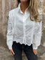Eyelet Button-Up Shirt with Scalloped Hem