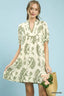 Umgee Mix Paisley Scallop Trim Dress