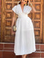 Pleated Cap Sleeve Midi Dress