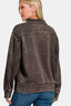 Zenana Acid Washed Half Snap Fleece Sweatshirt