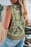 Camouflage Knit Button Up Sweater Vest