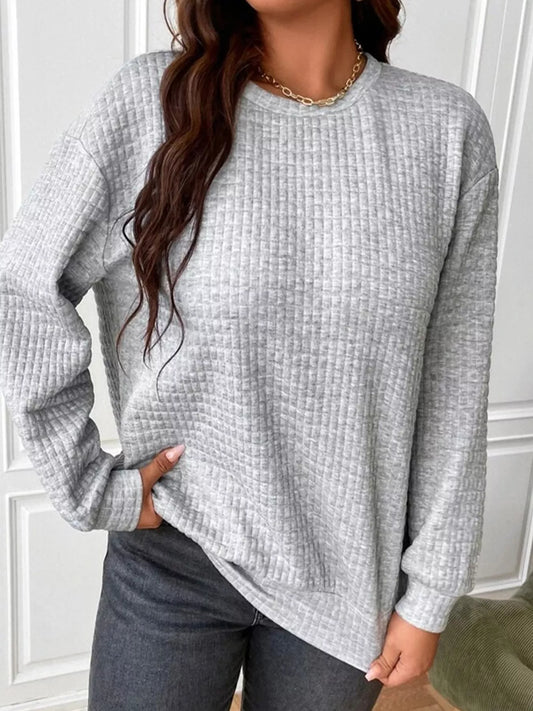 Textured Round Neck Sweatshirt