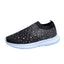 Rhinestone Decor Mesh Breathable Athletic