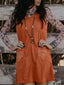 Corduroy Western Embroidered Patched Pocket Shift Sleeveless Mini Dress