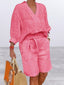Full Size Johnny Collar 3/4 Sleeve Top and Shorts Set Plus Size