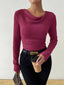 Cowl Neck Ribbed Knit Top