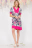 Celeste Full Size Floral Surplice Short Sleeve Dress with Pockets Plus Size