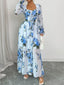 Floral Flounce Sleeve Maxi Dress
