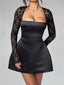Tie Back Lace Long Sleeve Mini Dress