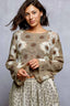 POL Floral Weave Pattern Crochet Cropped Top with Beads Detail