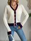 Contrast Trim Cable Knit Cardigan