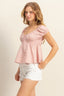 HYFVE Gingham Scoop Neck Cap Sleeve Blouse